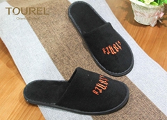 Polyester Velour Hotel Disposable Slippers For Guests , Cut Velvet Luxury