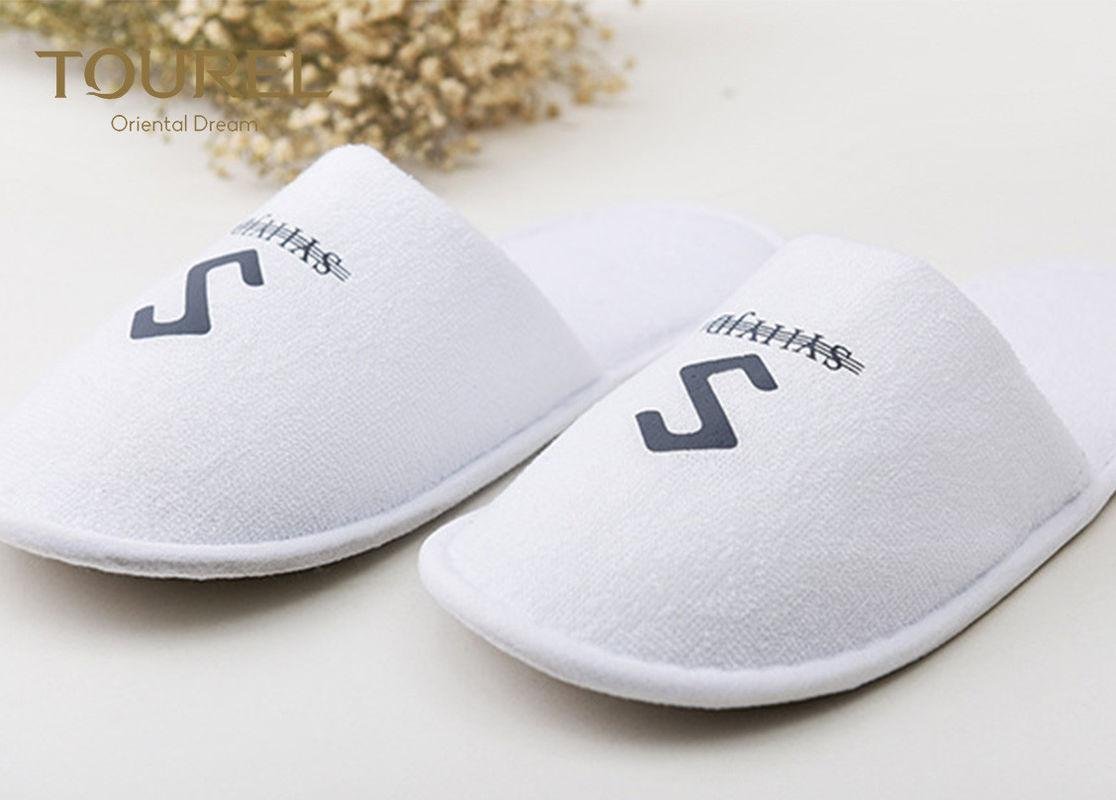 Embroidery Logo Hotel Guest Slippers Bedroom Velour For Men