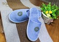 Blue Terry Bedroom Slippers with Normal Printing Customized Logo