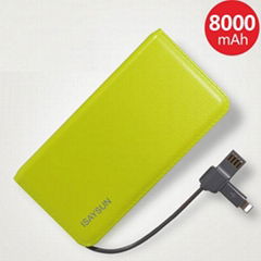 ISANSUN  usb power bank 8000 mah power bank external battery for iphone