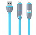 Isansun High quality 2.4A Fast Charging Data CableMicro USB Charging 2 in 1 flat 1