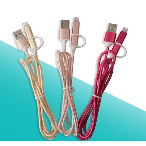Isansun High quality 2.4A Fast Charging Data CableMicro USB Charging 2 in 1 flat 3