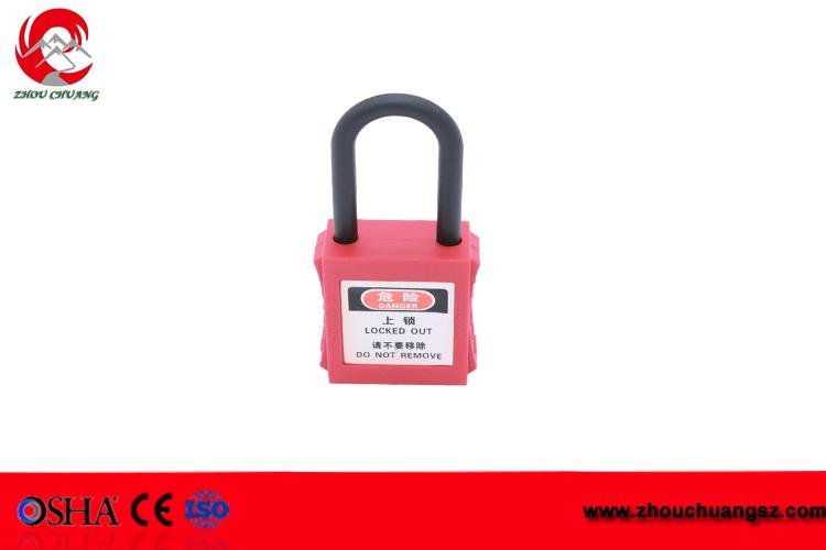 China cheap short nylon shackle safety lockouts with ABS plastic body 3