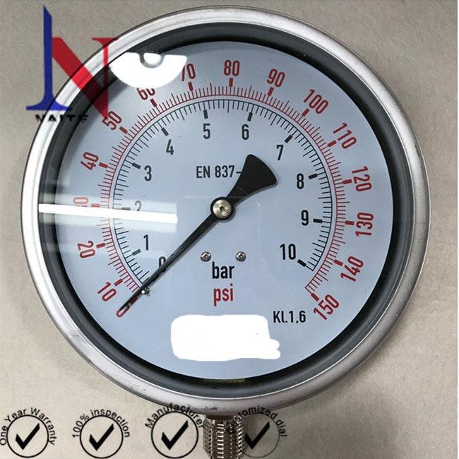 150mm Single Dial Bottom Connection Stainless Steel Pressure Gauge