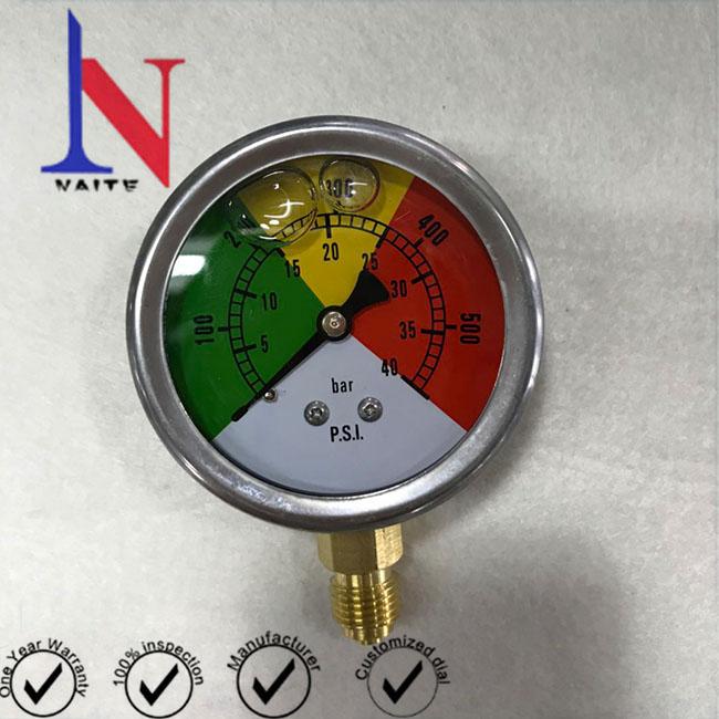 40bar Stainless Steel Bottom Thread Pressure Gauge for Machine NT