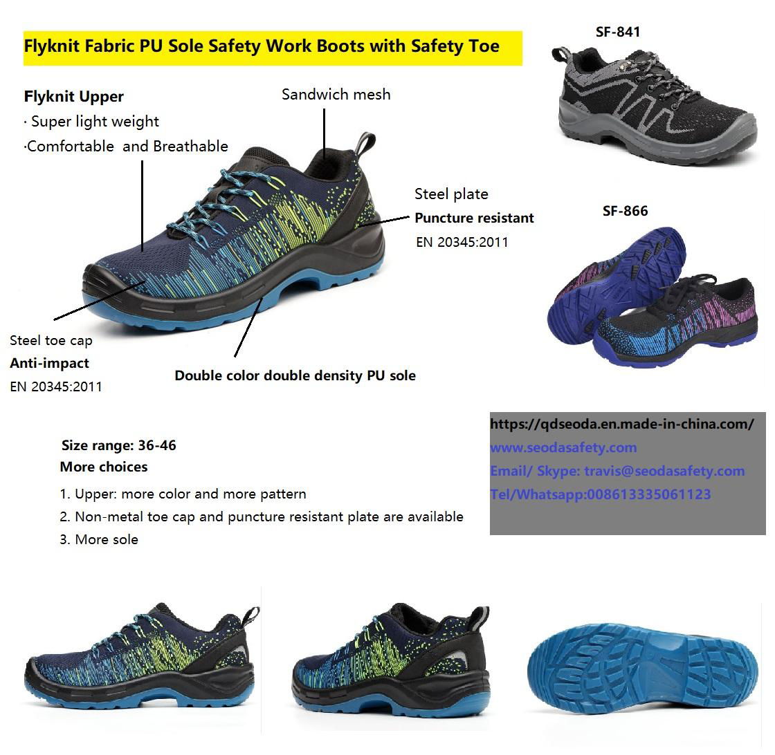 Flyknit Fabric PU Sole Safety Work Boots with Safety Toe 5