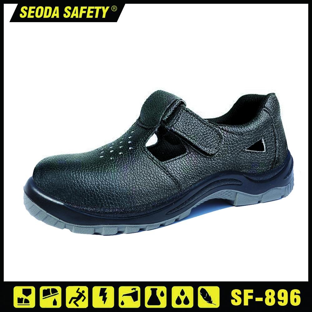 Genuine Leather Low Cut Safety Shoes with Hook&Loop (SF-896)