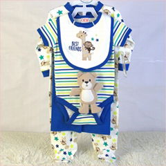 infant garment set bodysuit bib doll pants and sleeper 5 piece set China OEM 