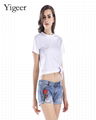 Pure Color Lycra fashionable Women Short T-shirt 3