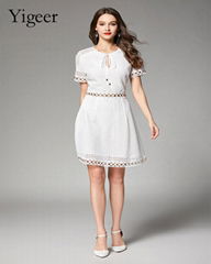 Short Sleeve Elastic Waist Sweet Mesh Dress