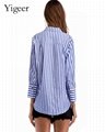 Long Sleeve Turn Down Collar Striped Vintage Shirt 2