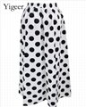 High Ruffled Waist Pleated Long Dot Skirt 1