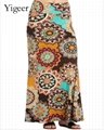 High Waist Ethnical Printed Long Swing Floral Skirt 2