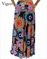 High Waist Ethnical Printed Long Swing Floral Skirt 3