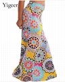 High Waist Ethnical Printed Long Swing Floral Skirt 4