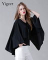 O-Neck Long Sleeve Loose Plus Size Double Layers Chiffon Top 3