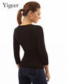 7/10 Sleeve Deep V-neck Wrap-Chest Stretch Top 2