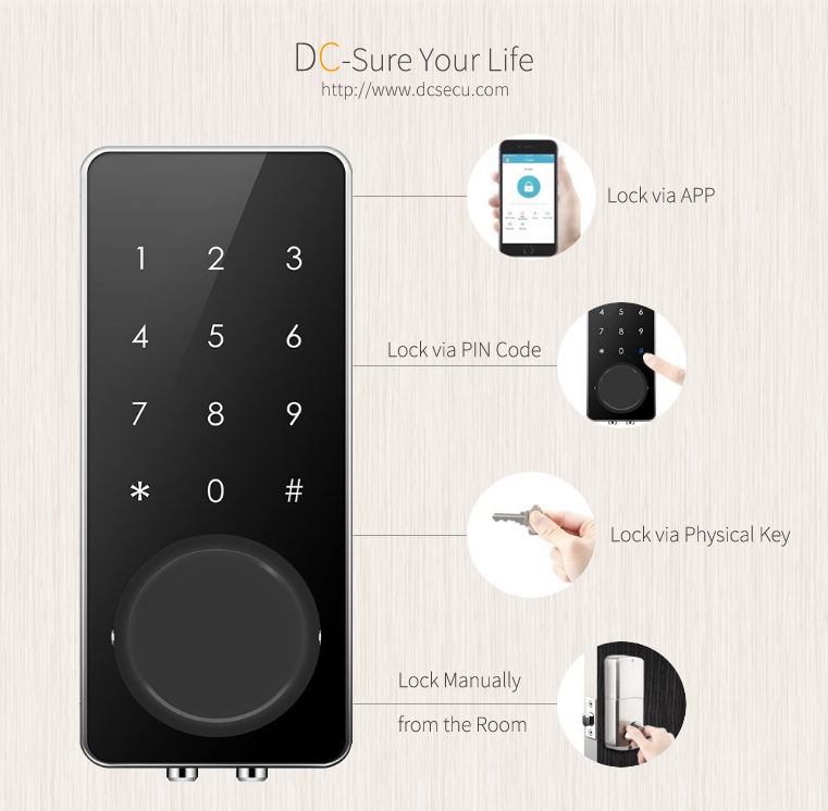 Bluetooth APP Keyless Smart Digital Door Locks Home Business Security Keyless 2