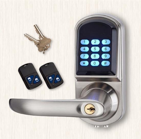Keyless Entry Electronic Door Locks Remote Controller Code Lever Handle Locks 2