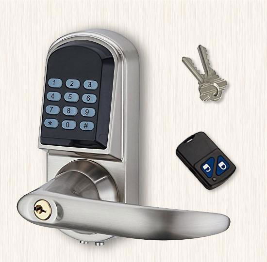 Keyless Entry Electronic Door Locks Remote Controller Code Lever Handle Locks 4