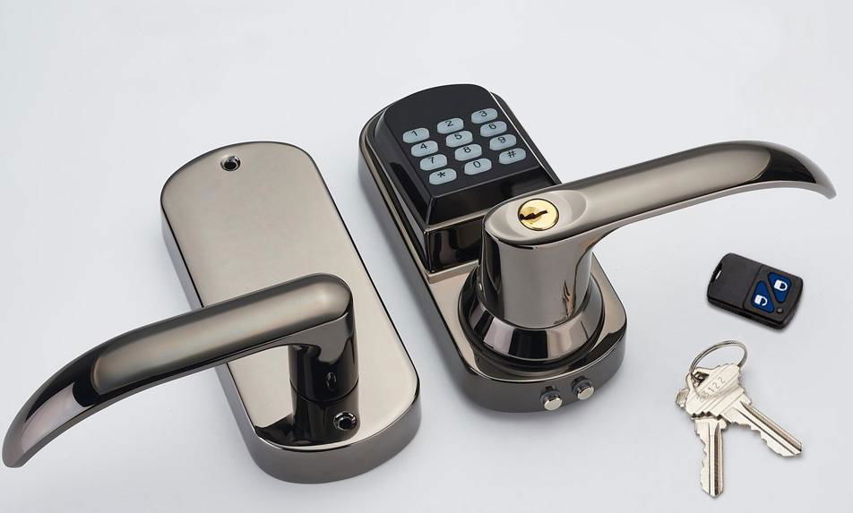 Keyless Entry Electronic Door Locks Remote Controller Code Lever Handle Locks 5