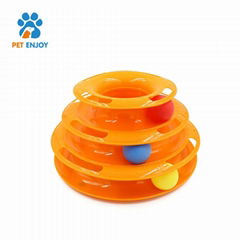 Three levers tower of tracks interactive cat toys pet ball toys amusement plate