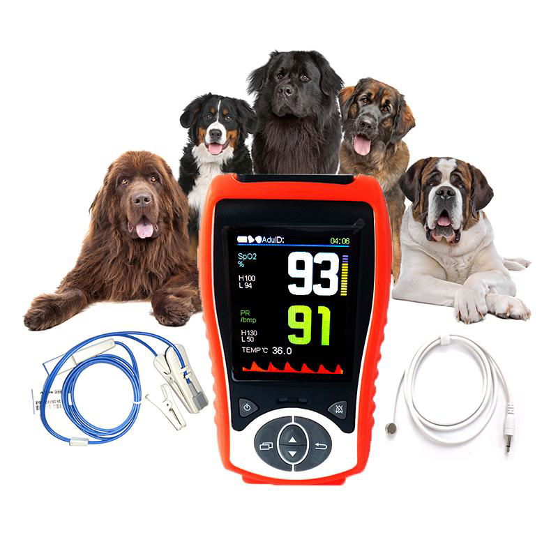 Temperature Probe Veterinary Handheld Pulse Oximeter SpO2 Heart Rate Continuous 