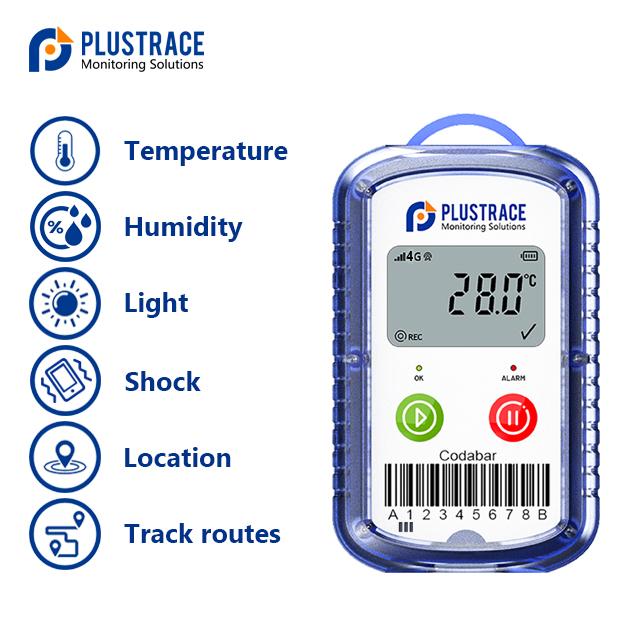 PLUSTRACE G6D 4G Temperature Humidity data logger, LCD Temperature tracker. 4
