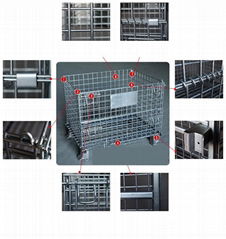 collapsible  wire mesh pallet box steel basket stacking container  for industry