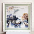 100% handwork framed cross stitch embroidery of autumn