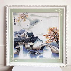 100% handwork framed cross stitch embroidery of autumn