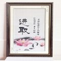 Real handwork framed china cross stitch of penmanship lotus