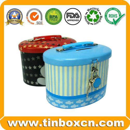 Hello Kitty Money Tin Box with Plastic Handle Coin Bank 3