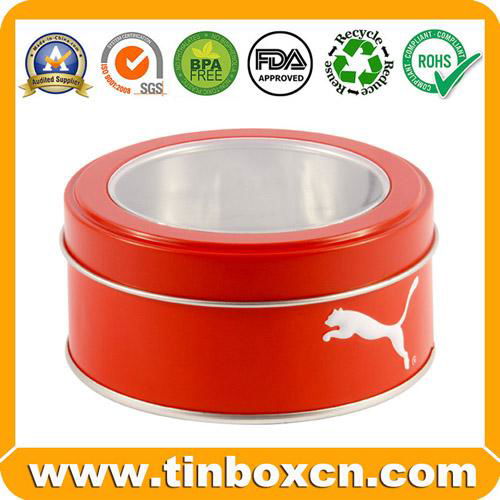 Round Metal Box Window Tin Can for Food Chocolate Candy Biscuits Cookies