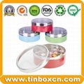 Round Metal Box Window Tin Can for Food Chocolate Candy Biscuits Cookies 4
