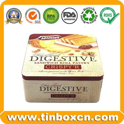 Square Food Tin Boxes Packaging Biscuit Tin Cans Cookie Tins 2