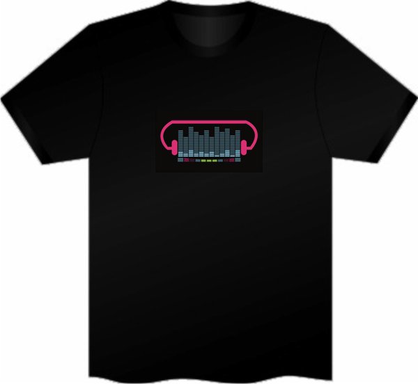 A wireless voice-activated light-emitting T-shirt is supplied. 2