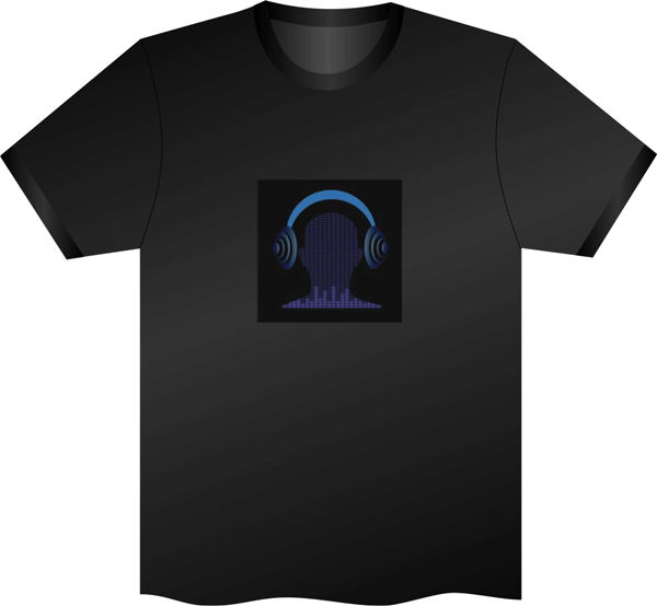 A wireless voice-activated light-emitting T-shirt is supplied. 3