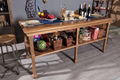 Solid wood double deck platform table