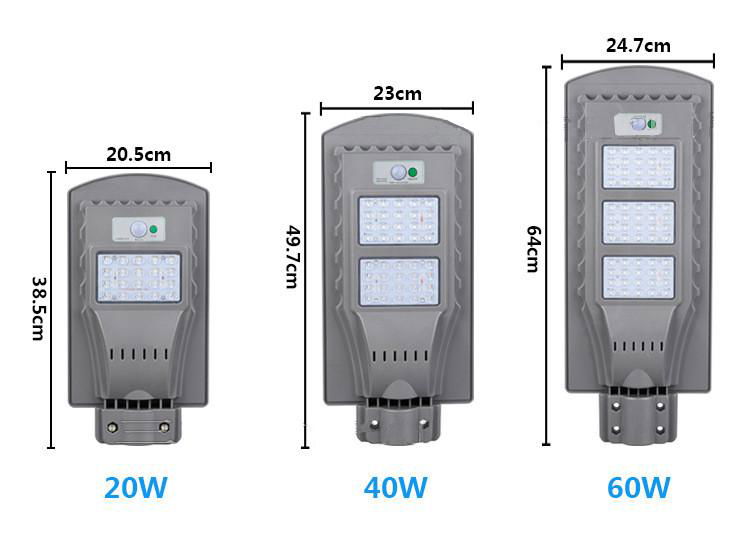 20W40W 60W Cheap ABS solar motion Sensor all in one led solar street light   5