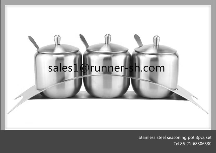 Premium Pure Stainless Steel Seasoning Pot 3pcs Set