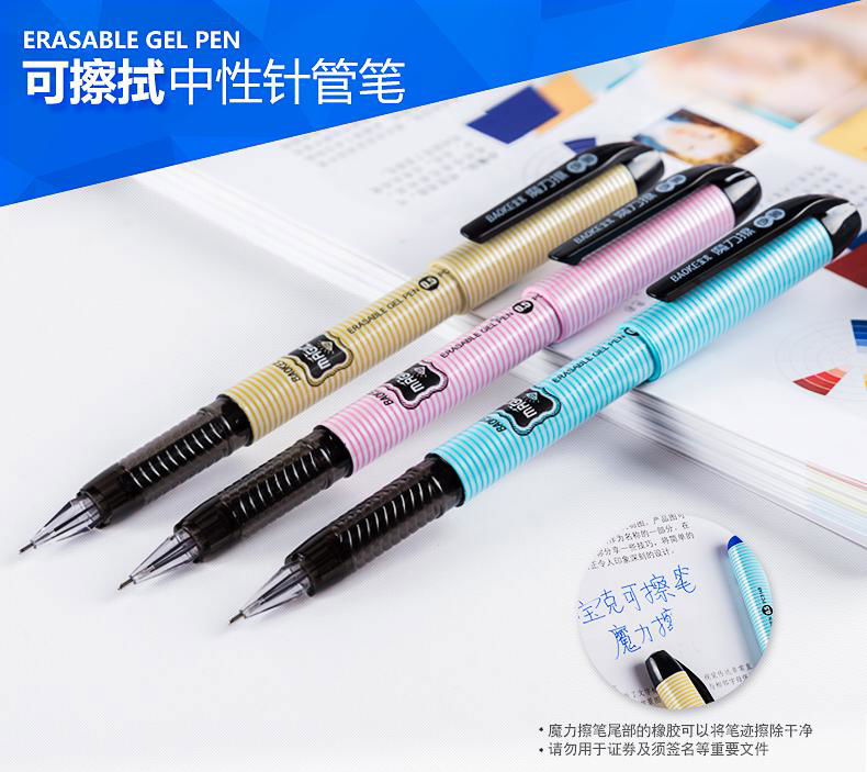 0.5mm Refill with Diamond Top Pen Set Plastic Color Erasable Gel Pen 3