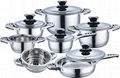 12pcs high quality stainless steel cookware set with induction bottom 1