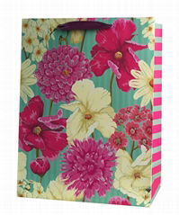 Flower designs paper gift bags with