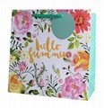 Flower designs paper gift bags with glitter 4