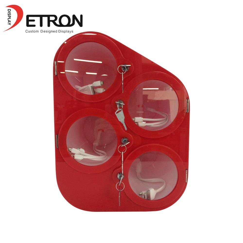 Detron China manufacturer red acrylic countertop smart phone charger display sta