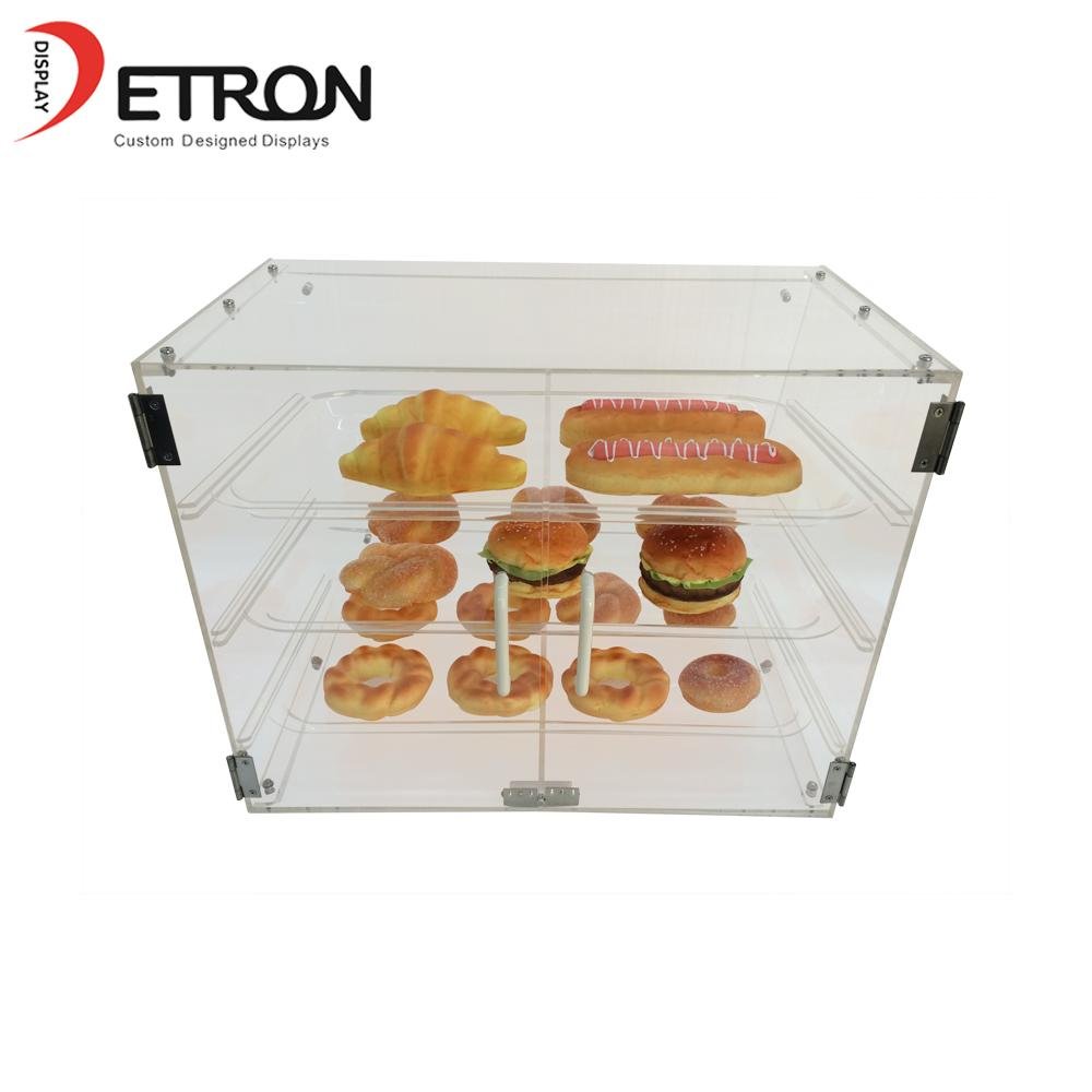 Wholesale ODM three tiers countertop clear acrylic bread display case