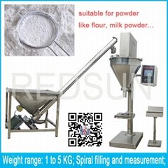 Manual semi auto 1KG flour powder filling and weighing machine by auger