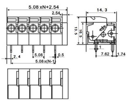  Spring System Terminal Block with 300V Voltage, 15A Current, and 14 to 24AWG 4