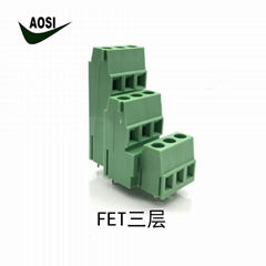 Green 300V PCB Solder Terminal Block With Single Level For Power Supply